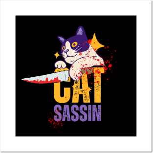 Catsassin Cat and Knife Posters and Art